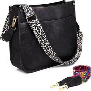 Vegan Leather Crossbody Bags for Women, Crossbody Purse with Guitar Strap Zipped